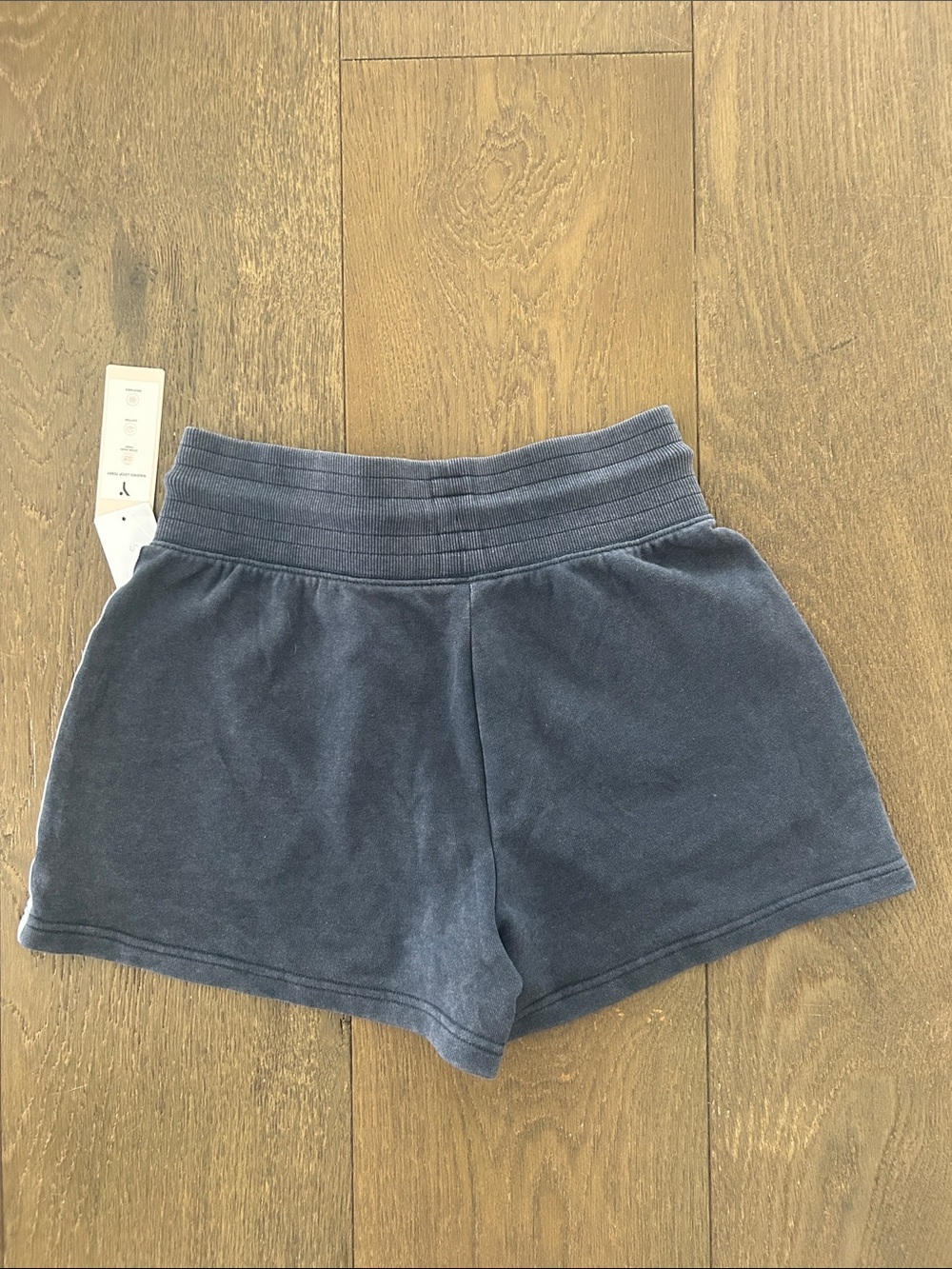 Yogalicious Navy Blue Terry Athletic Shorts with White Side Stripes - Picture 5 of 8